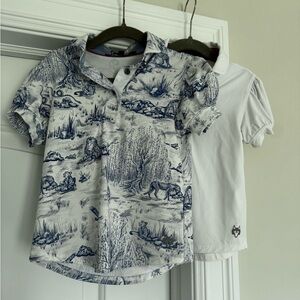 Greyson BUNDLE Girl's Scarlett Huntress Toile Polo size 4 | like new | 2 shirts
